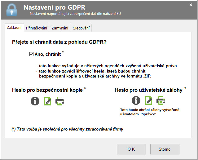 Nastavení GDPR
